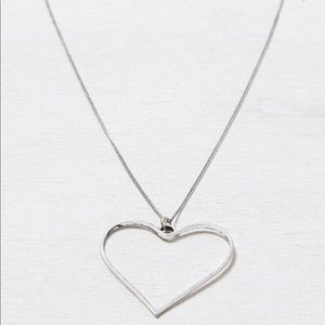 American Eagle Long Chain Silver Heart Necklace